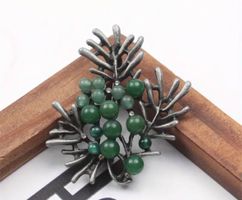 Brosche mit Natursteinen, Vintage Look