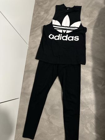 Adidas Set Top und Leggings Schwarz Grösse M