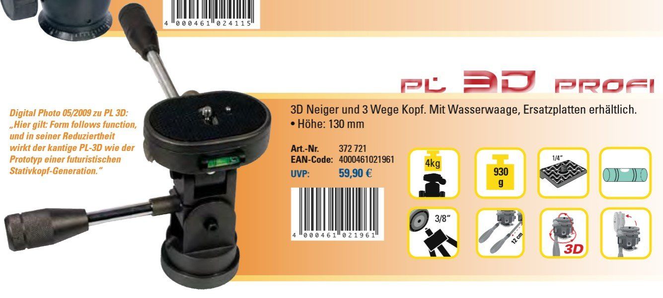 Treppiedi & Teste: Foto Stativ Neu Mod. Dörr PS14 mit 3D Kopf – Nuovo e nell'imballaggio originale da Luzern venduto da Baumli1 7