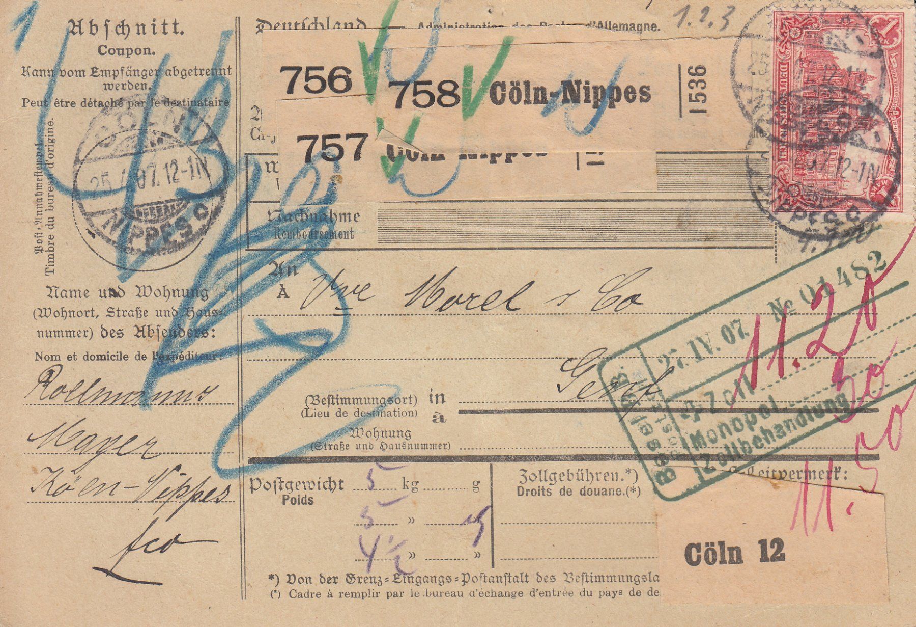 Tutti i francobolli: DR 3 Paketkarten 1907 – Usato da Bürglen TG venduto da StampGraf 5
