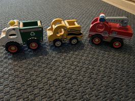Wooden toy trucks set 3 pieces used condition