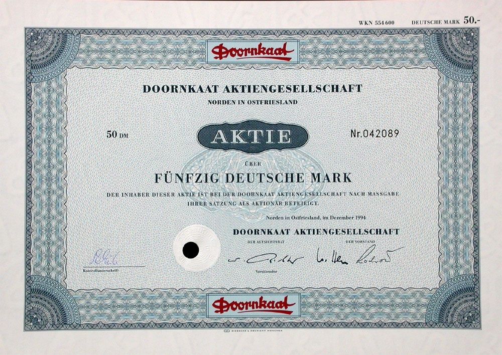 Dokumente: Doornkaat AG, Norden - 1994 – Gebraucht aus Solothurn von Sgasche