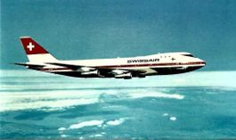Swissair 🇨🇭 Postkarte mit  ✈  1. B-747 HB-IGA