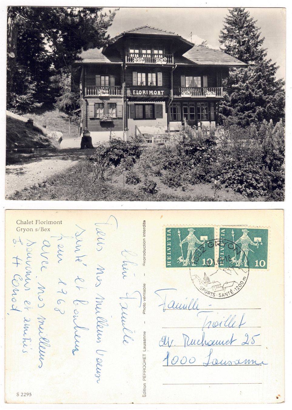 Cartoline postali: Gryon, Chalet Florimont – Usato da La Tour-de-Peilz venduto da amjust