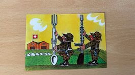 Schweizer Armee Militär Postkarte Comic Kochmannschaft