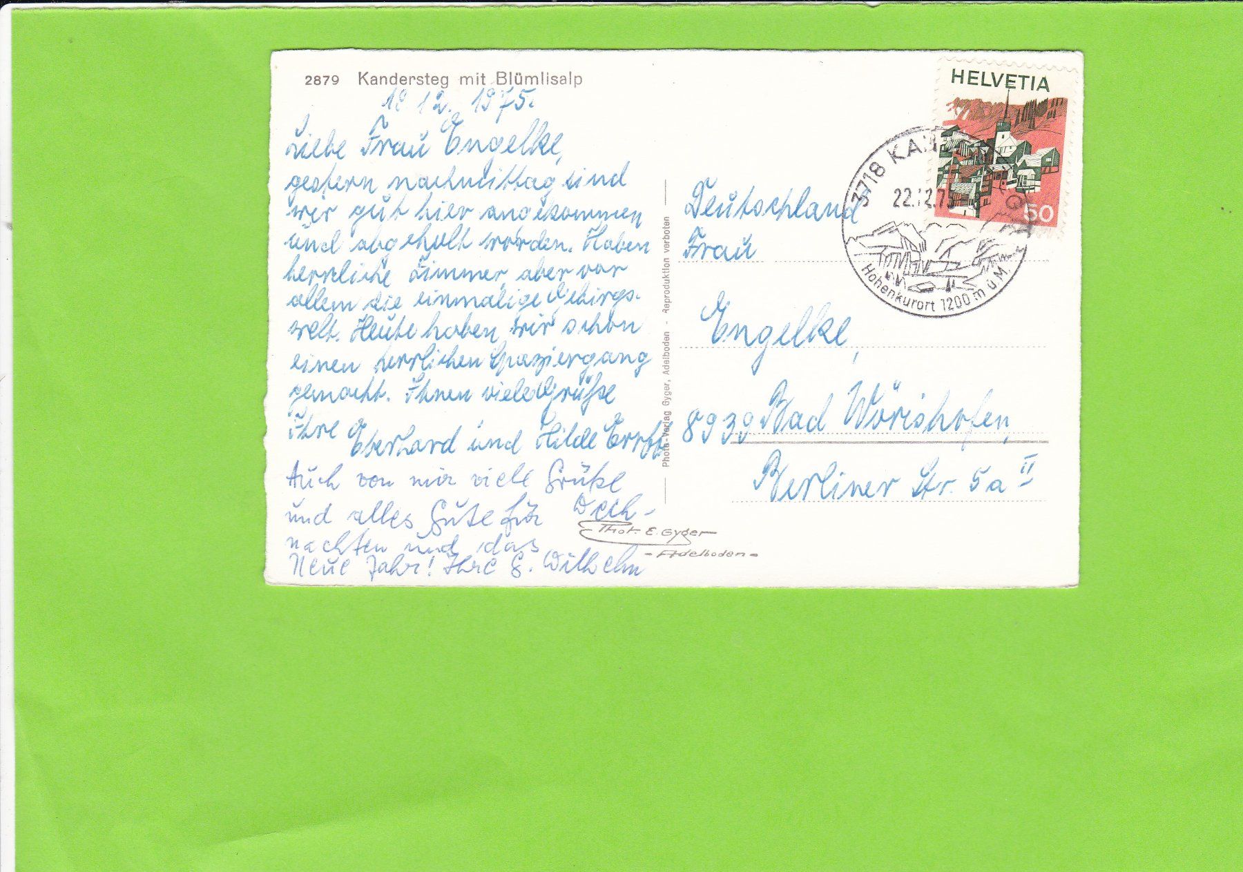 Cartes postales: Kandersteg mit Blümlisalp--E. Gyger – D'occasion à St. Peterzell par neckertal 1