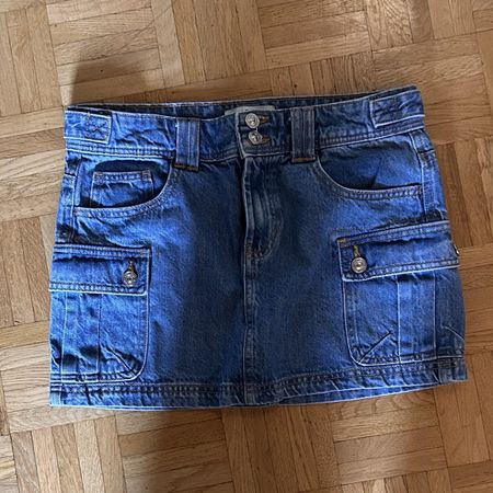 Blue Denim Cargo Mini Skirt