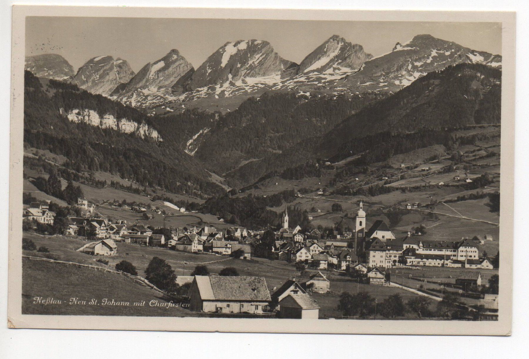 Cartoline postali: NESSLAU - NEU ST. JOHANN mit Churfirsten – Usato da Jona venduto da philajona