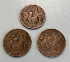 Italien 10 Centesimi 1920 & 1921 & 1926
