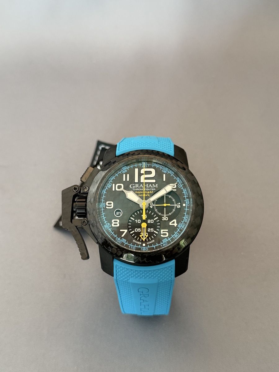 Graham Orologi: Graham Chronofighter Superlight Carbon Blue – Nuovo e nell'imballaggio originale da Nyon venduto da GenevaLuxuryWatches