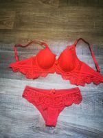 Dessous Set rot Spitzen BH Hose Grösse M hunkemöller 