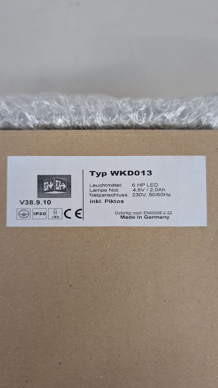 Lampade: Exit-Leuchte "Würfel" – Nuovo e nell'imballaggio originale da Volketswil venduto da mar_c5pv