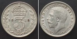 England 3 Pence 1918 GEORGE V. Silber ERHALTUNG! unz-