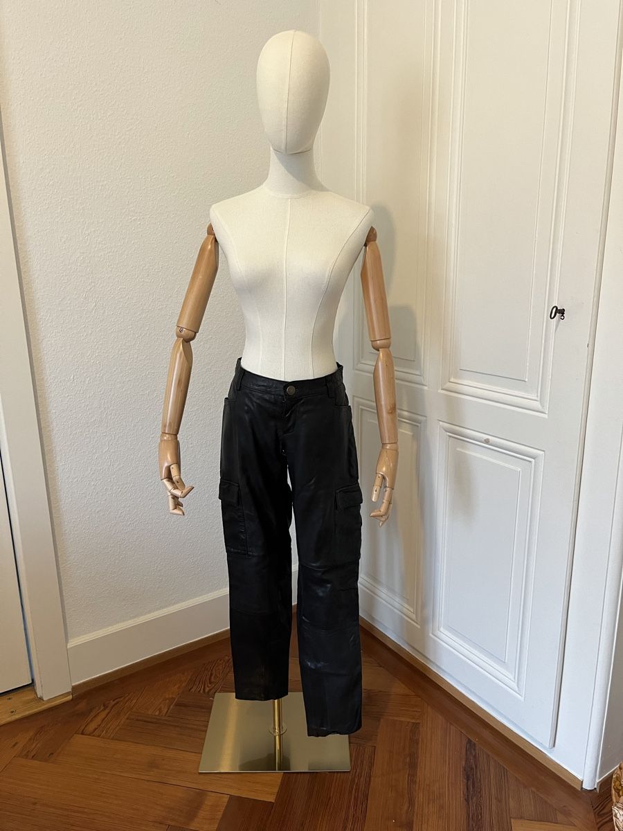 Maje Pantaloni: MAJE Leather Cargo Pants Black Size 40 - Great Style! – Usato da Mies venduto da Nib2011