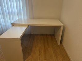 IKEA Schreibtisch NEU ausziehbar, weiss, L-Form 