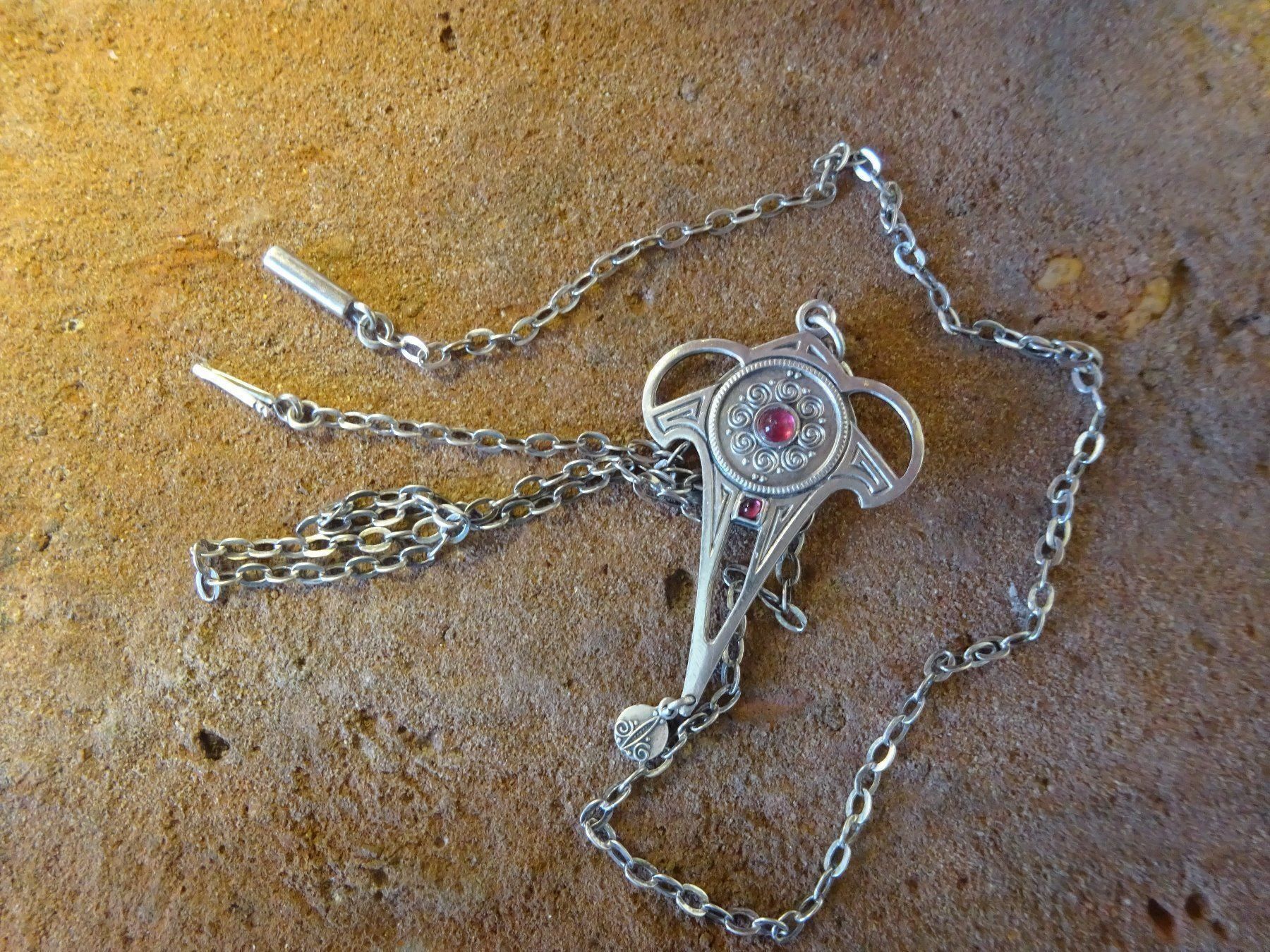 Catenine: Kette Jugendstil Almandin / 800 Silber – Usato da Esslingen venduto da FetteSchnecke 1