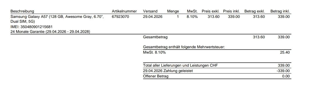Samsung Handys / Smartphones: Samsung Galaxy A57 (2026) – Neu (gemäss Beschreibung) aus Oetwil am See von Kramer_L 4
