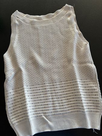 Sommer Strick Top, neuwertig, Gr. S, Beige/Navy/Grau