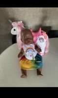Baby Born Puppe mit Einhorn, Regenbogen-Look, Top Zustand