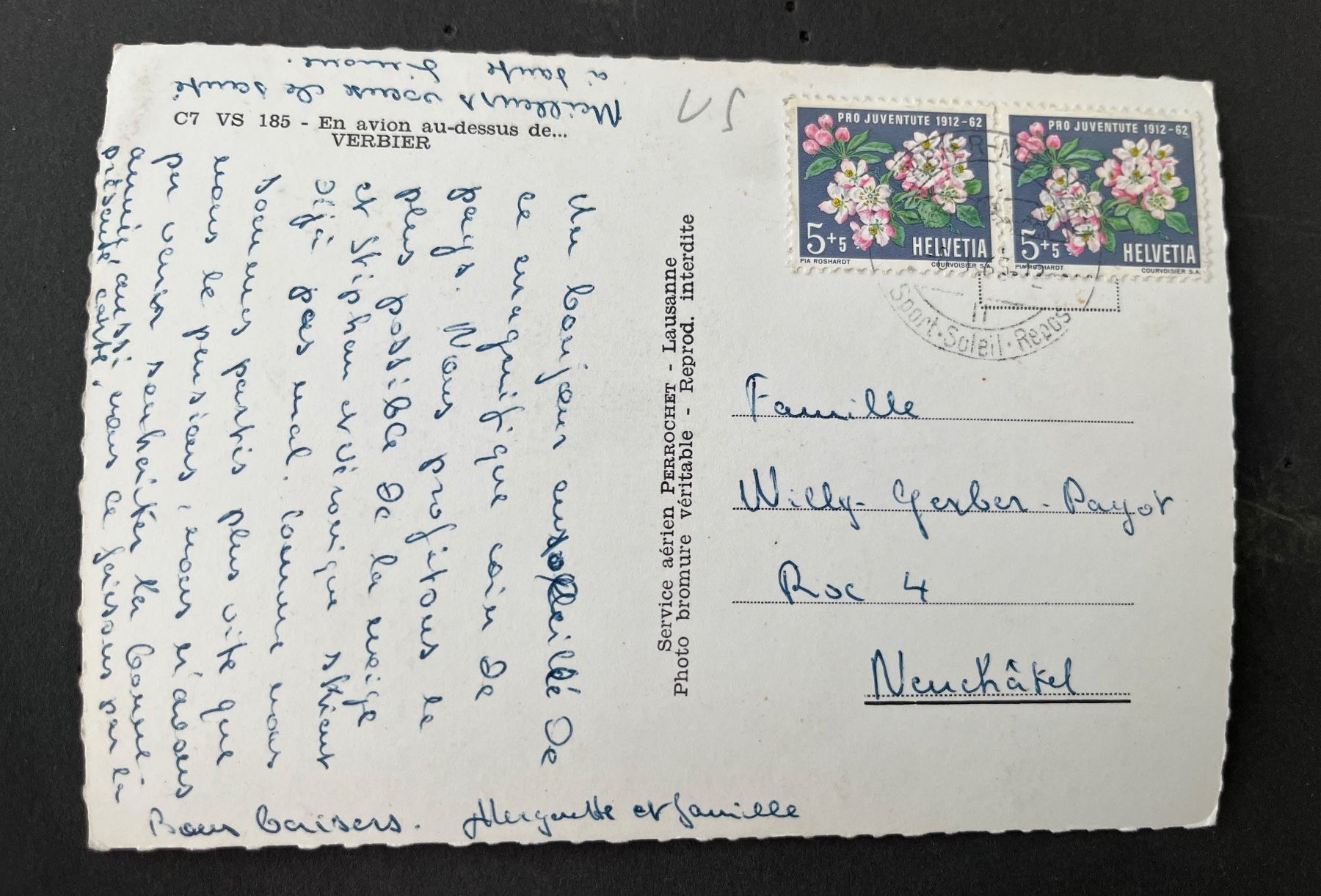 Cartoline postali: VERBIER / En avion au-dessus de...ca. 1960 – Usato da Ostermundigen venduto da DaxKarten-75 1