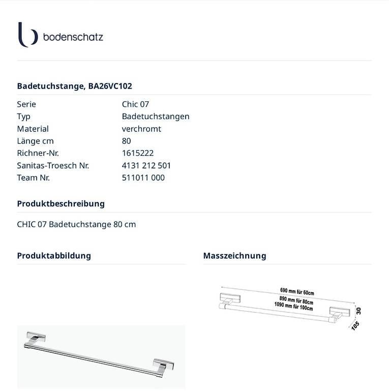 Portasciugamani: Bodenschatz Badetuchstange Chic 07 – Nuovo (secondo la descrizione) da Biberstein venduto da rwu_nw9r 2