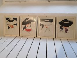 🤩4 BILDER MIT WEISSEM RAHMEN: FRAUENMOTIVEN & FRÜCHTE