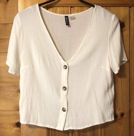 BLUSE, crème, Gr.40, kurzarm 