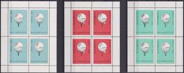 1954-56, Mustermesse Basel drei Vierer-Böglis postfrisch **