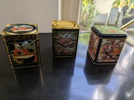 3er Set Vintage Blechdosen mit Japan Motiven Teedosen