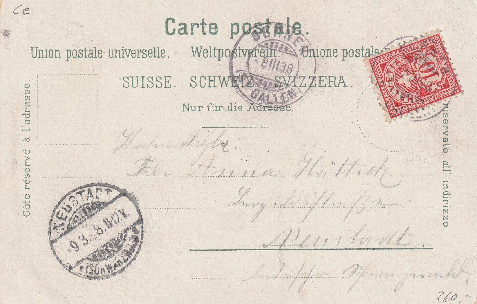 Cartes postales: Berneck-Litho-Marktplatz-1898 – D'occasion à uttwil par Koehlerfred 1