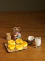 Kokosnuss, Kokosmilch und Kekse für Puppenhaus/Puppenstube