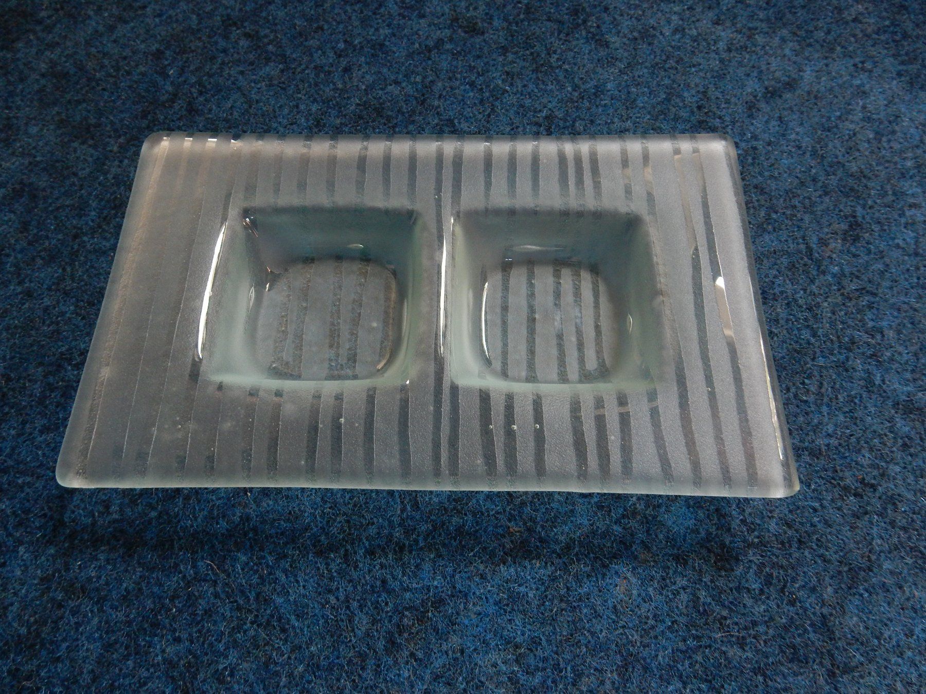 Portacandele: Glasplatte mit 2 Vertiefungen: Kerzen, Apéro B. Eberle Glas – Usato da Jona venduto da simongarden 7