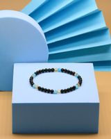 Elastisches Armband aus Onyx, Citrin und Amazonit