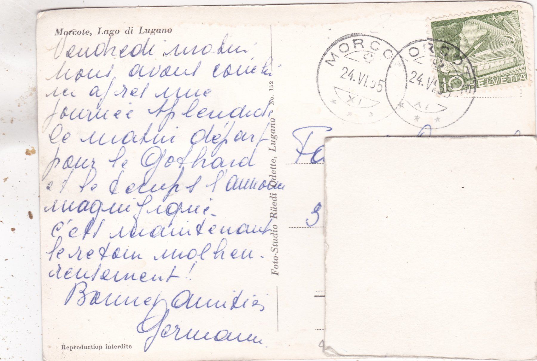 Cartoline postali: Morcote 1955 – Usato da Herisau venduto da Lisegrat2008 1