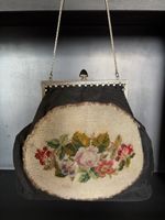 Vintage Abend Tasche Gobelin mit Glasperlen * sac à main