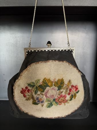 Vintage Abend Tasche Gobelin mit Glasperlen * sac à main
