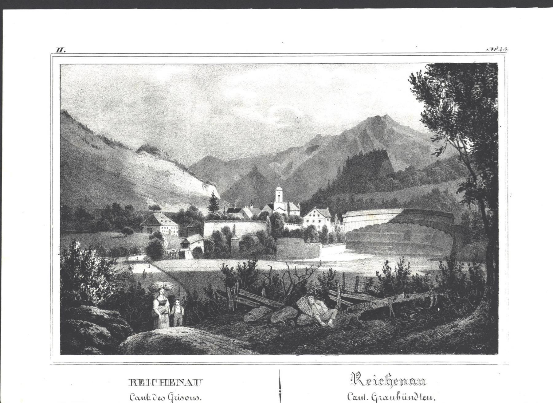 Gravures: Reichenau  Lithographie 1838 – D'occasion à Rafz par Helvet32
