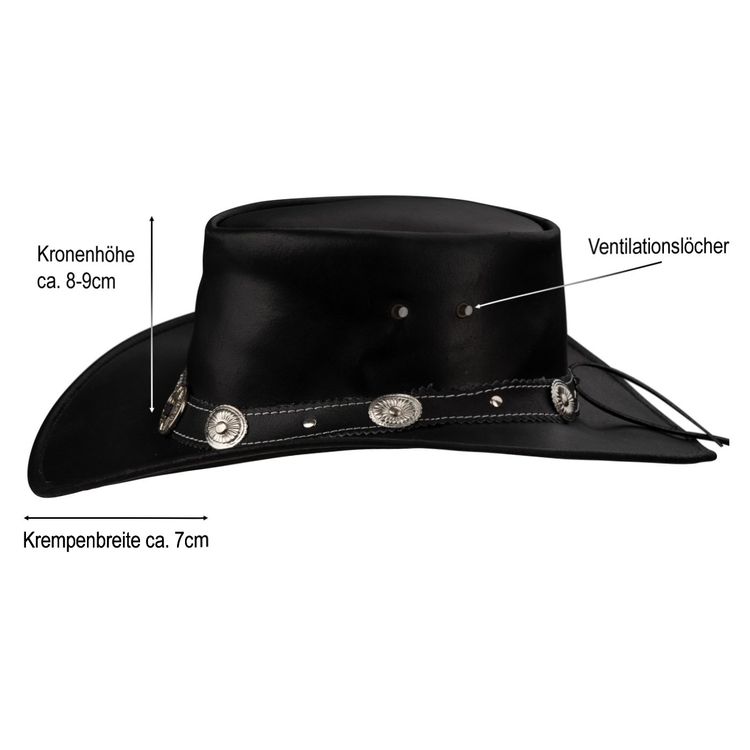 Black Forest Fox® Perth Western Cowboy Reiten Leder Sonnen Hut In