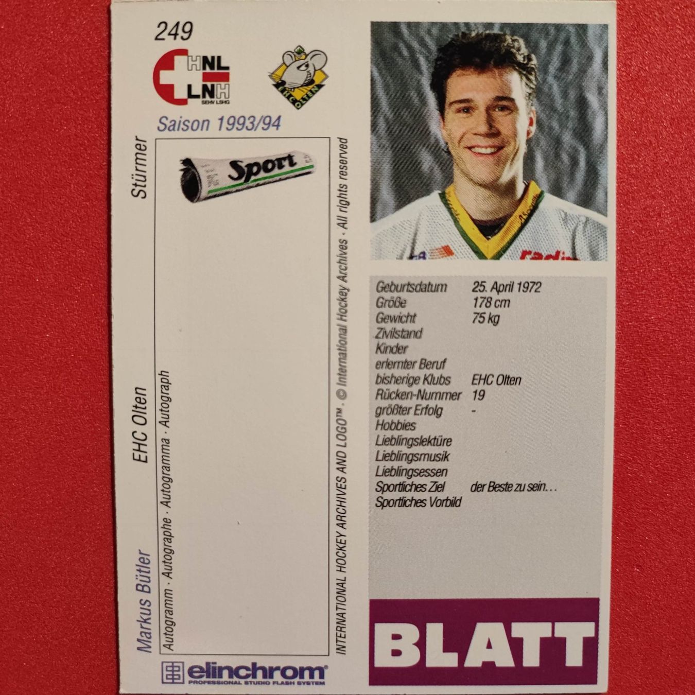 Sammelbilder & Trading cards: Markus Bütler - EHC OLTEN - 1993/94 – Gebraucht aus Dübendorf von kb86_MOVIE 1