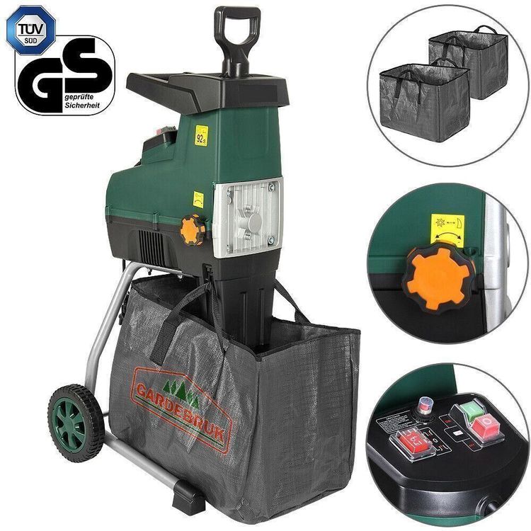 GARDEBRUK Häcksler Schredder Gartenhäcksler Messerhäcksler Elektro Holz