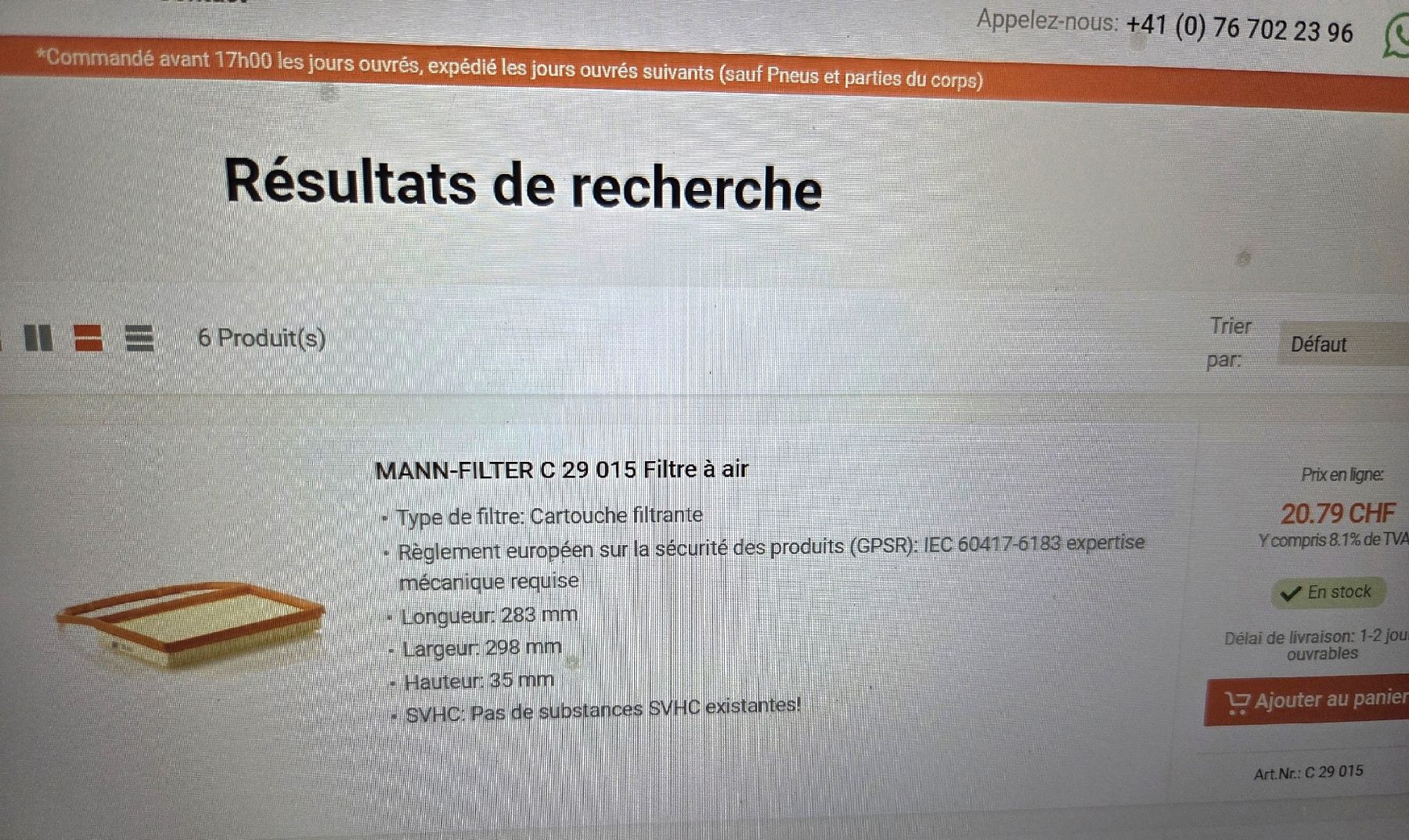 Alle Autoersatzteile: filtres à air pour voiture – Neu und originalverpackt aus la Chaux-de-Fonds von Firenze6 7