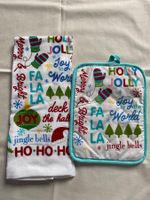 Christmas Pot Holder towel set Holly Jolly New