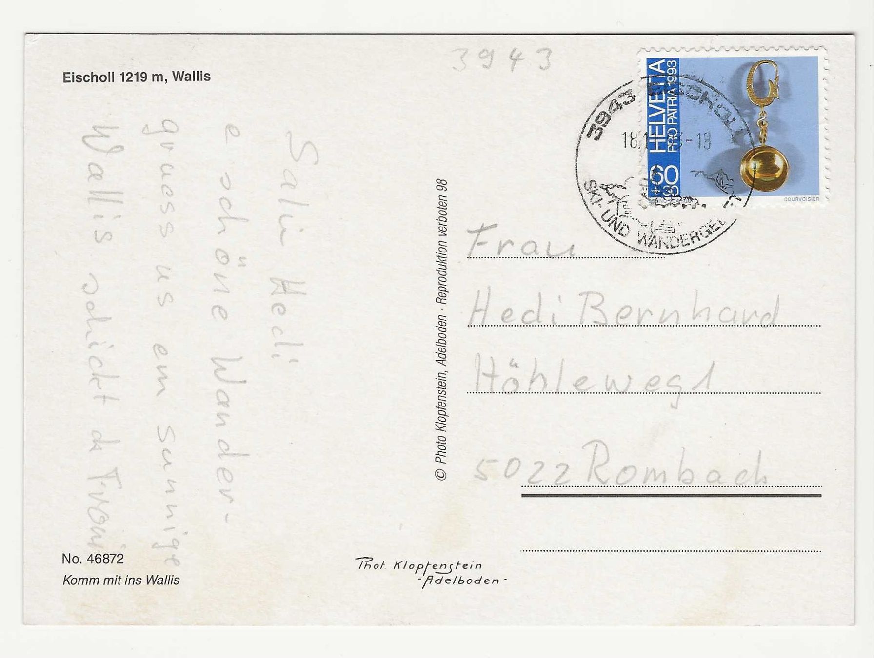 Cartes postales: EISCHOLL   VS – D'occasion à Küttigen par rolypo 1