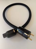 HiFi Netzkabel Schuko auf IEC C13, 1m, 17mm, Gewebeschlauch