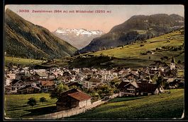 AK Zweisimmen, Ortsansicht mit Wildstrubel