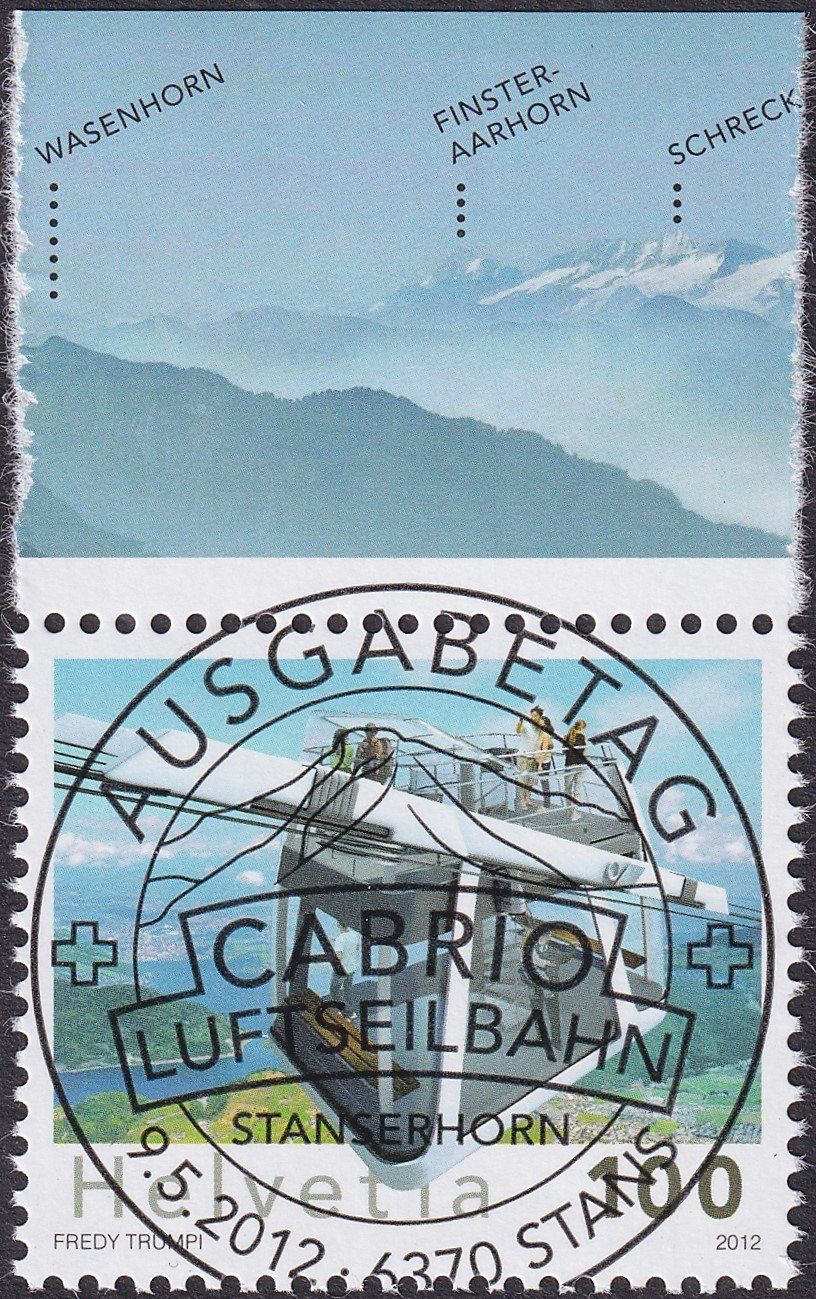 Alle Briefmarken: 2012, Nr.1433 "Luftseilbahn STANS" mit ET-Voll-Stempel + TAB – Gebraucht aus Sursee von Luzernerraute
