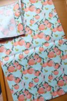 Patchwork - BW apricot-grün-türkis Aprikosen - 50 x 70 cm