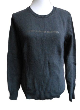 Gr. XL Benetton Pulli Schurwolle nur 1x gewaschen graublau