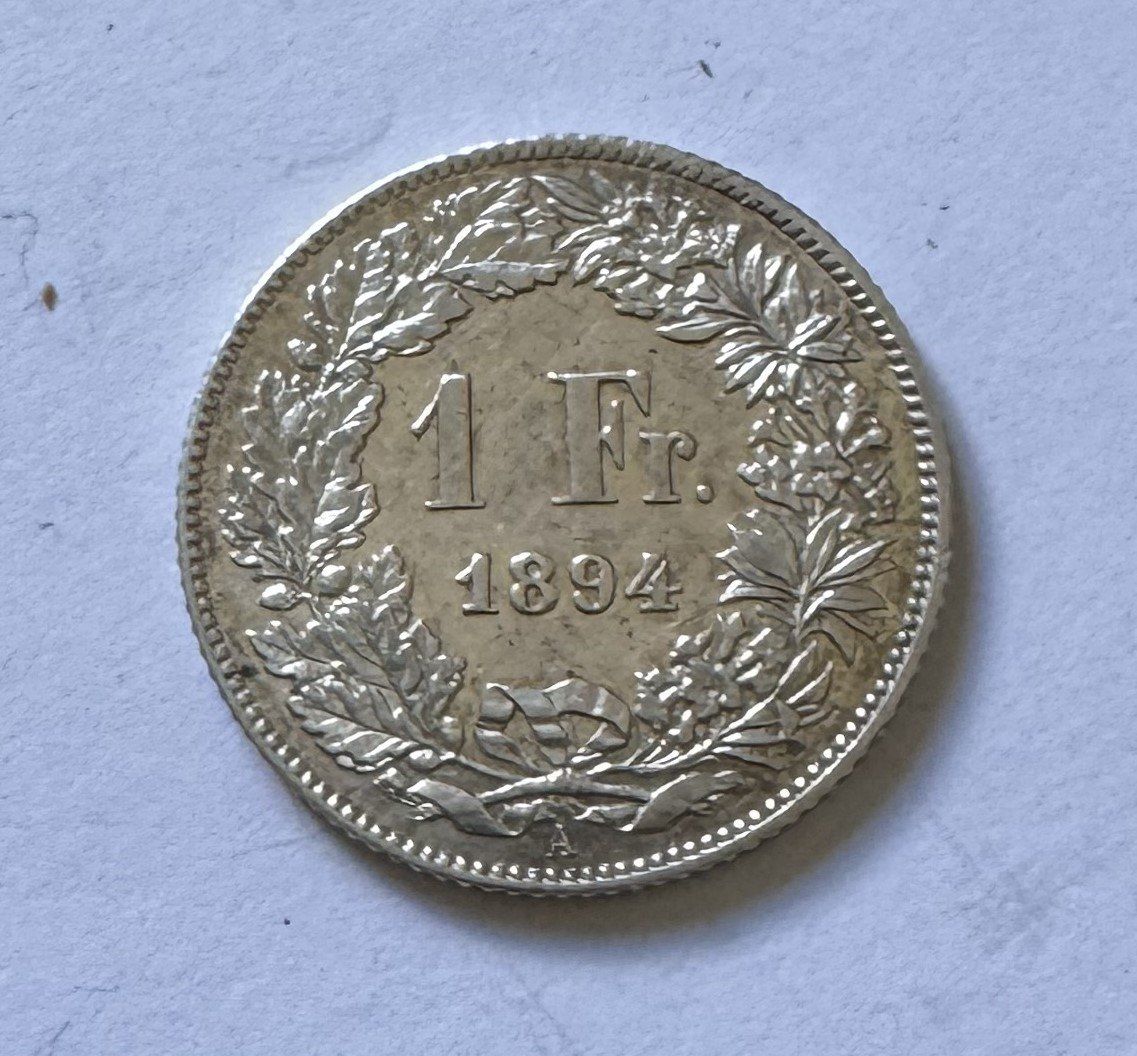 Tutti le monete: 1894 1 Franken -unz – Usato da Kirchberg SG venduto da Helveticus00
