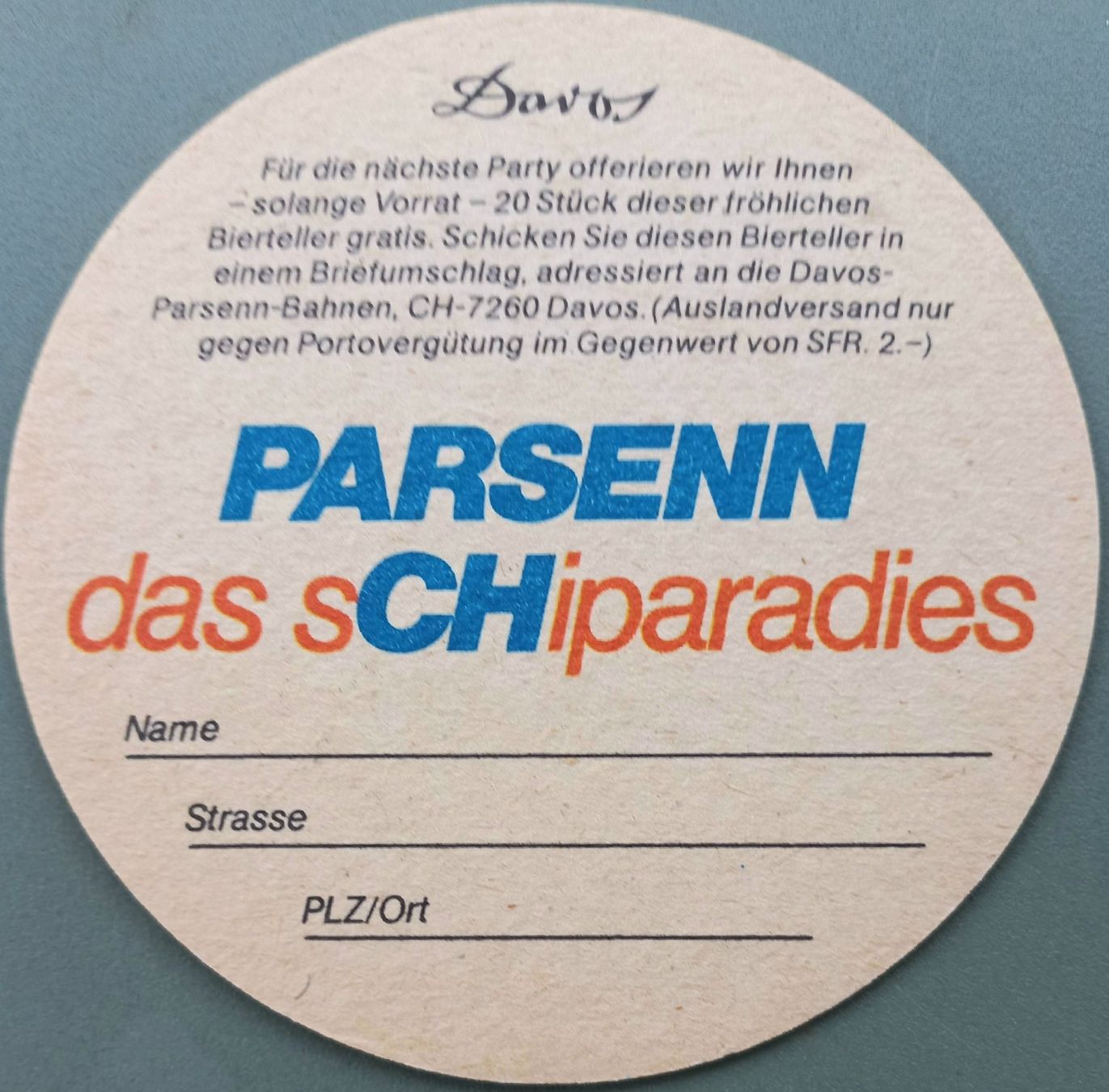 Sottobicchieri: Bierdeckel - Parsenn, Skigebiet - CH – Usato da Niederuzwil venduto da lubimaja 1
